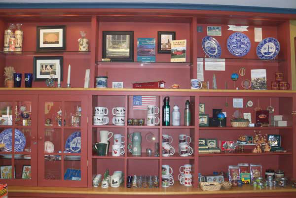 Gift Shop Side Shelf with Items for Sale